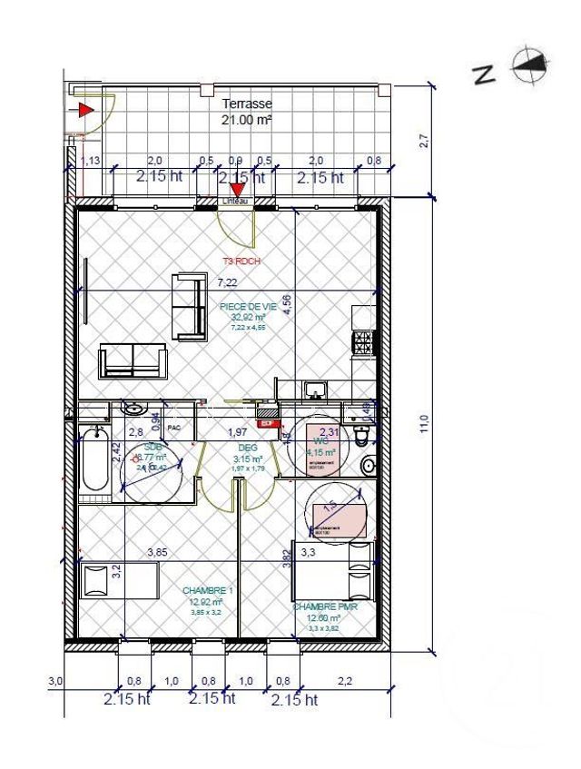 Afficher la photo en grand Appartement F3 à vendre - 4 pièces - 72.51 m2 - BELLEVILLE - 69 - RHONE-ALPES - Century 21 Coquillat Immobilier